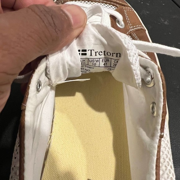 NWOB Tretorn Gullwing Mesh Cotton Net Sneaker Lace Up Brown White Womens Size 10 - Picture 6 of 8